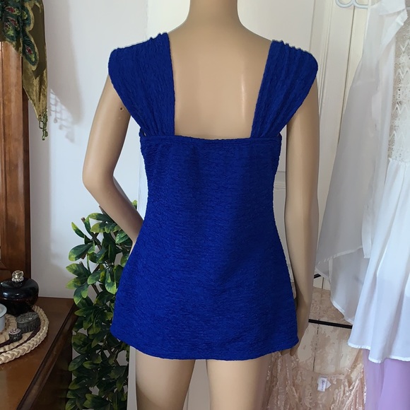 Blue long tank top with ruched straps L - Picture 9 of 13